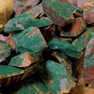 天然6a独龙玉原石翡翠摆件挂件雕刻料观赏石玉石收藏毛料绿色老料