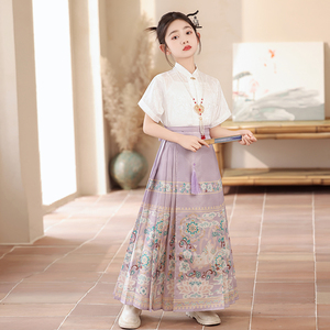 女童马面裙套装2024新款夏季高端儿童汉服中式国风小女孩古风唐装