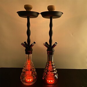 酒吧水烟大号四s人阿拉伯餐厅夜场发光水烟壶合金材质水烟筒斗全