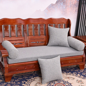 红木沙发垫坐垫老式实木制三人老款亚麻夏季高密度海绵垫子