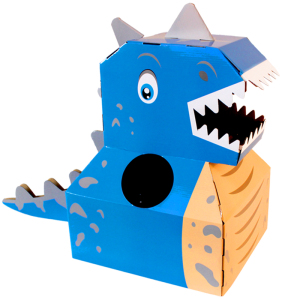 恐龙头套纸纸袋头套纸箱可穿戴霸王龙纸盒套手工diy制作纸板箱子