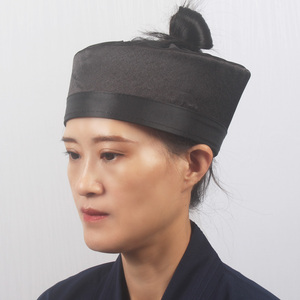 布面混元巾道士帽子头巾乾坤道家帽庄子巾黑色布面混元巾