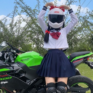 来梦蝴蝶结头盔装饰爆音少女可爱夏季复古电动摩托车机车学姐全盔10人