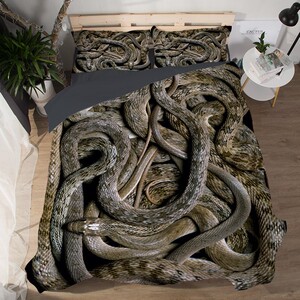 春个性潮酷被套三件套黑色男生欧美风床单diy网红蛇图案的四件套