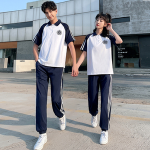 学生班服夏季新款套装韩版宽松学院风初中高中小学生短袖t恤校服