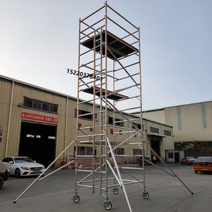 厂家直销铝合金脚手架移动平台小型活动折叠轻便单双宽铝制脚手架
