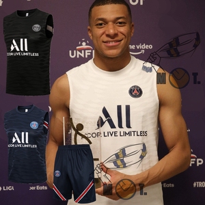 21-22巴黎圣聖日門马甲背心paris训练服无袖足球对抗服梅西姆巴佩