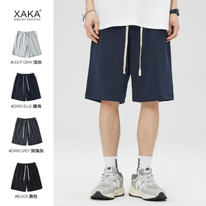 XAKA2024夏季新款男短裤宽松五分裤休闲运动抽绳宽松美式卫裤中裤