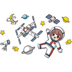 幼儿园墙面装饰宇宙文化主题墙环创材料自粘墙贴卡通宇航员空间站