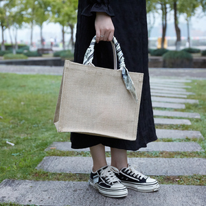 muji无印良品麻布袋黄麻diy袋子帆布包学生手提袋拎书女麻袋定制