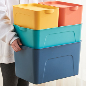 家用收纳整理箱防尘大容量玩具收纳箱带盖桌面杂物归纳盒储物盒