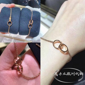 cartier/卡地亚love系列经典款双环手链18k玫瑰金圆环女士手镯