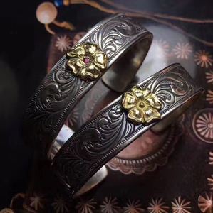 【现货】larry smith 金蔷薇花 唐草银手镯 1.2cm宽