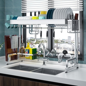 不锈钢厨房水槽置物架碗筷碗碟沥水碗架台面水池收纳刀具架子家用
