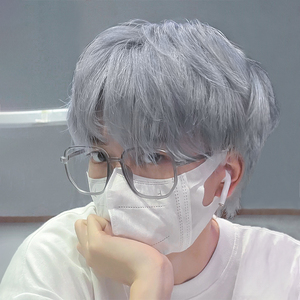 假发男短发韩版帅气男生短直发微分碎盖日常银色奶奶灰男士全头套