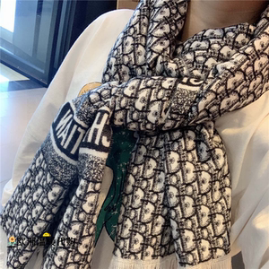 dior/迪奥经典满logo字母印花围巾 男女同款流苏披肩羊绒围脖