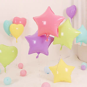 马卡龙五角星星爱心铝膜气球儿童节婚礼生日派对场景装饰布置道具