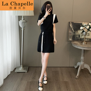 拉夏贝尔品牌运动服短裙套装女2024新款夏季短袖休闲时尚两件套潮