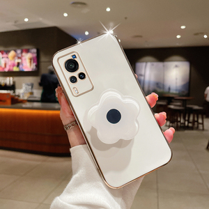 适用于vivox60手机壳x60pro电镀软壳x60pro 带支架曲面版简约硅胶