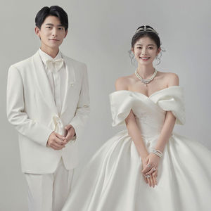 户外新款婚纱影楼主题无袖法式摄影礼服复古服装韩版短裙白色