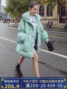 棉衣女冬装2021新款韩版修身收腰中长款棉服冬季加厚羽绒棉袄外套