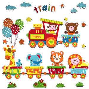 幼儿园小班开学环创主题墙体泡沫墙贴墙纸自粘 火车创意diy装饰画