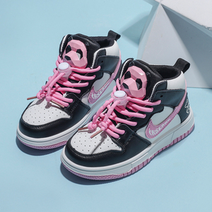 官网正品耐克顿aj儿童鞋黑白熊猫鞋男童高帮运动鞋女童休闲街舞鞋