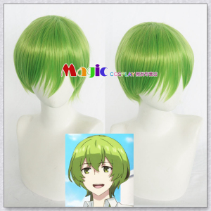 cosplay假发 小绿与小蓝 小绿 黄绿色收脸短发 万用短发 男 日常2