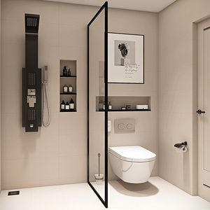 淋浴间卫生间隔断玻璃不锈钢浴室厕所屏风干湿分离卫浴防水半墙