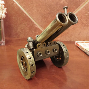 铁艺摆件工艺品复古钢炮大炮模型镇宅山炮意大利炮金属怀旧收藏品