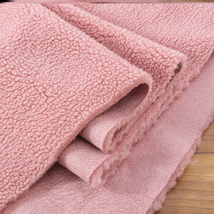 加厚复合鹿皮绒布料麂皮绒颗粒绒仿羊羔绒皮毛一体布料面料加绒布