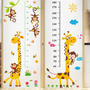 长颈鹿卡通身高贴小孩量身高客厅装饰贴儿童学生测量身体高度墙贴