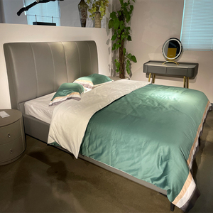 富牌真皮床现代简约欧式轻奢皮床主卧1米5床1米8高脚床2022年新款