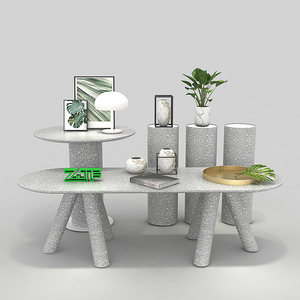 文创店铺产品展示台商场中区样品陈列桌子发光橱窗圆柱展会展桌d4