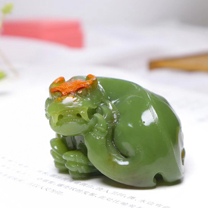 珏琭新疆和田玉手把件男款天然玉石山料貔貅把玩件皮球把件带证书