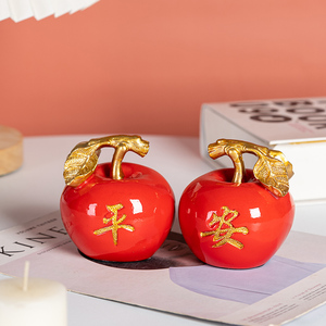 新中式平安富贵苹果小摆件客厅招财电视柜酒柜装饰品乔迁新居礼物