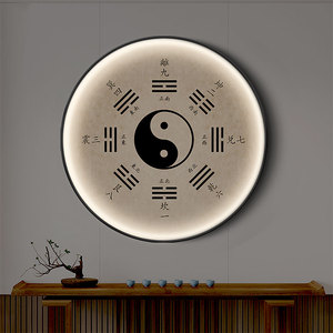 新款养生馆装饰画玄关客厅太极五行八卦图易经led灯风水易经壁画