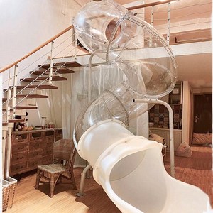 民宿网红透明滑梯室内拼接旋转家用塑料圆筒户外儿童游乐设备定做