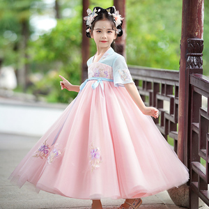 女童汉服夏装中国风超仙古装连衣裙女孩儿童装改良公主裙抹胸唐装