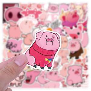 50张pig粉色猪手账贴纸装饰小图案卡通可爱小猪ipad平板笔记本电