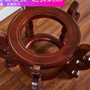 鱼缸架底座实木花架宝宝张圆形花架子榆木置物架客厅阳台鱼缸架子