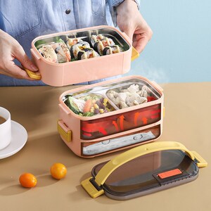 不锈钢户外自热饭盒不插电野外速食品用发热包蒸煮加热双层便当盒