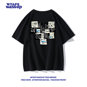 wtaps wassup2022新款情侣夏装原创设计便利贴印花短袖纯棉t恤男