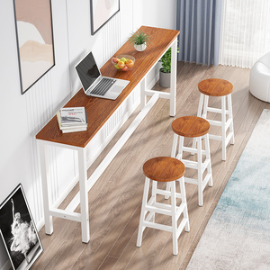 吧台桌家用简约现代高脚桌奶茶店酒吧台靠墙长条桌椅组合小窄桌子