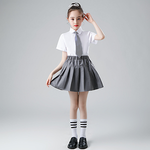 儿童大合唱演出服小学生校服毕业照诗歌朗诵表演服女童主持人夏季