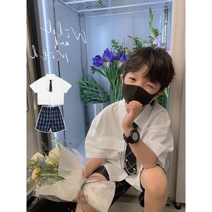 辰辰妈童装夏季男童jk学院风帅气两件套儿童白色衬衫裤子短裤套装