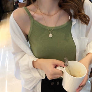 百搭基础小吊带背心不透女内搭ins辣妹露肚脐居家锁骨精吊带背心