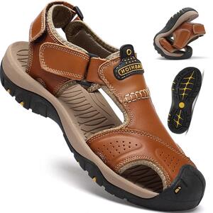 蜘蛛王凉鞋男夏季户外登山防滑鞋软底真皮防水包头休闲鞋中年运动