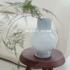 淡蓝色芬顿中古玻璃花瓶美式客厅摆件 高级感家居轻奢装饰品花器