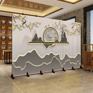 新中式屏风隔断现代简约轻奢墙客厅折叠移动酒店会所茶馆办公室遮